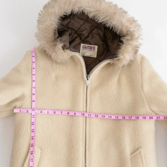 Vintage Gemini 70's Cream  60% Wool Zip Up Winter Coat Icewool Inuit Parka 14M - Picture 4 of 16